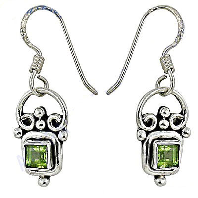 925 Silver Peridot Drop Earrings for Women | Green Gemstone Jewelry