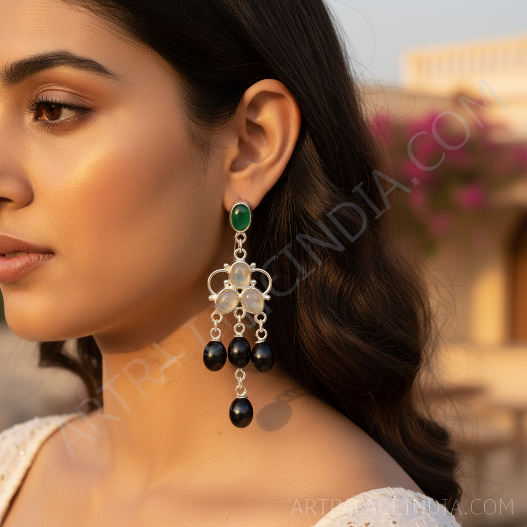 925 Silver Gemstone Dangle Earrings | For Women | Gift