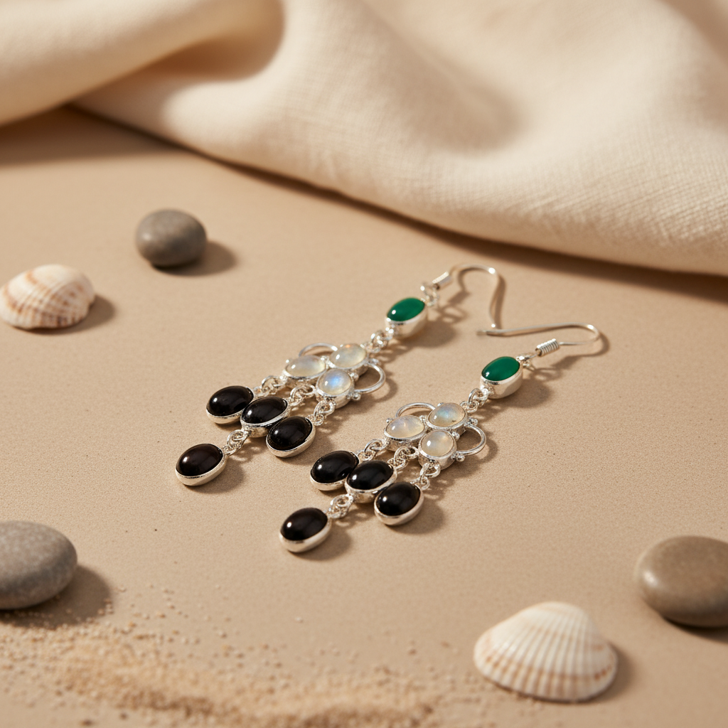 925 silver gemstone dangle earrings | for women | gift