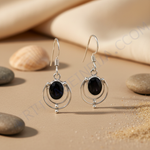 Load image into Gallery viewer, 925 Silver Black Gemstone Drop Earrings for Women | Gift Jewelry
