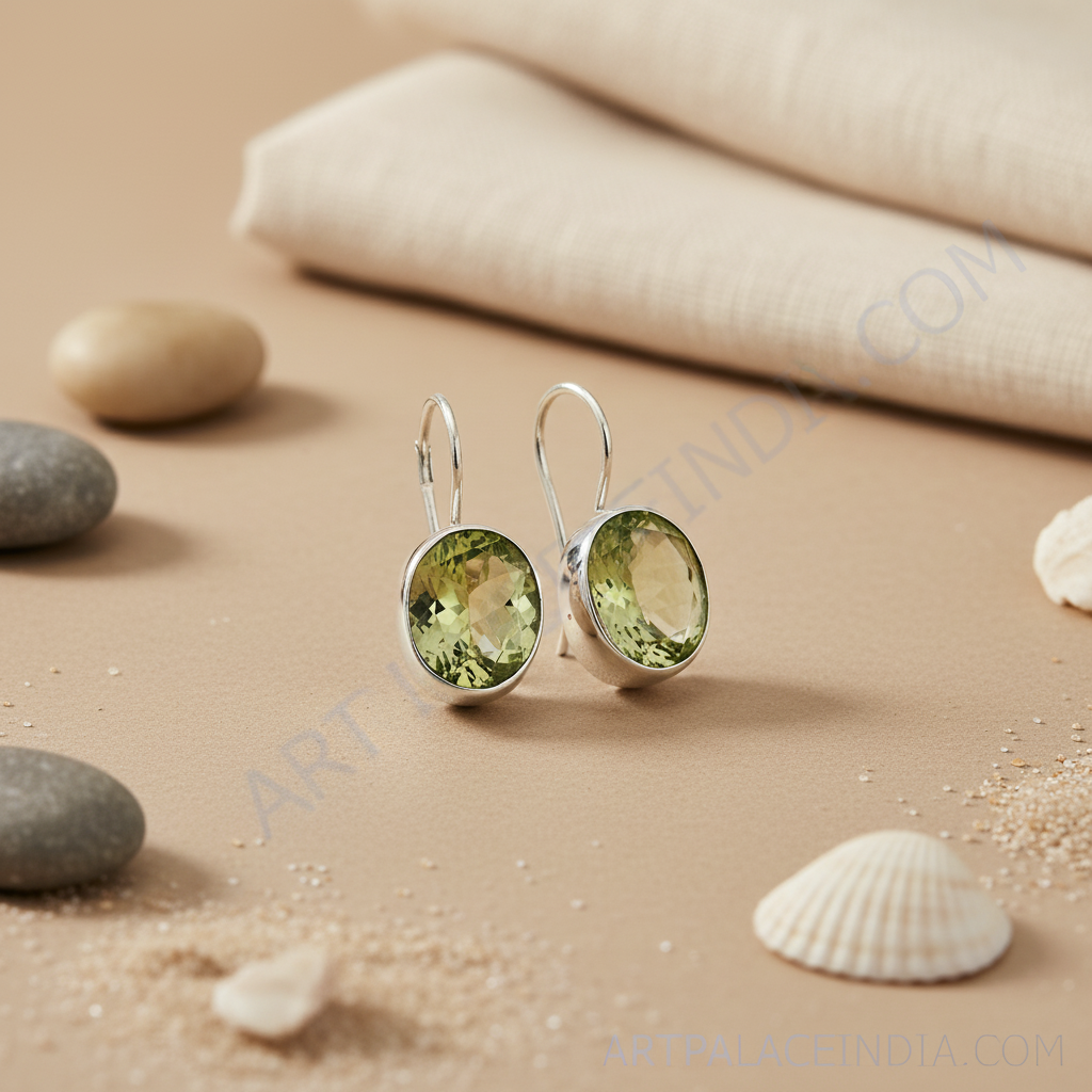 925 Silver Peridot Drop Earrings for Women | Gemstone Jewelry