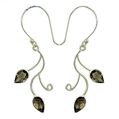 925 Silver Smoky Quartz Earrings for Women | Leaf Design