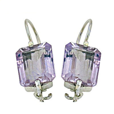 Silver Amethyst Drop Earrings for Women | Gemstone Jewelry