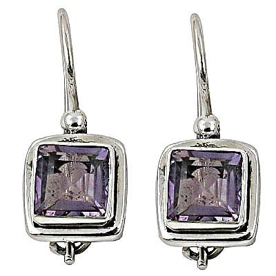 925 silver amethyst square earrings for women | gift