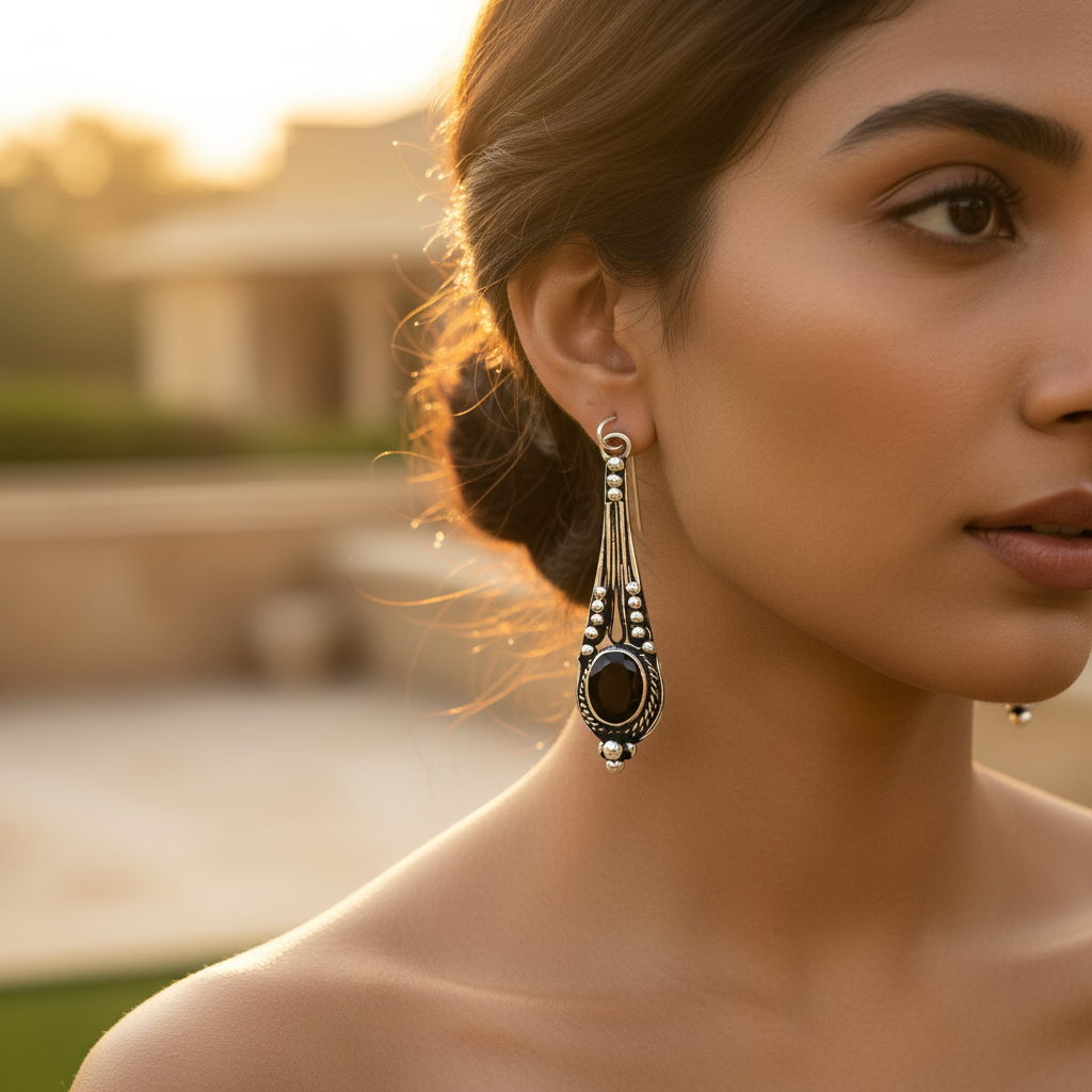 925 Silver Black Onyx Dangle Earrings for Women | Gift
