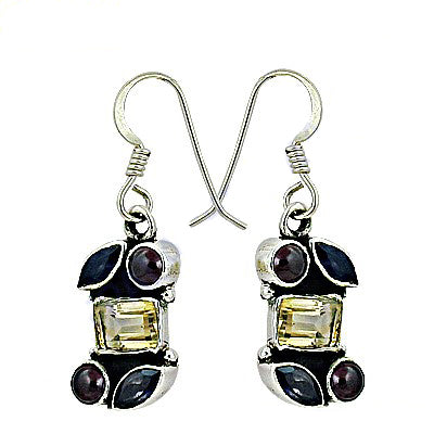 925 Silver Citrine & Garnet Earrings for Women | Dangle Earrings