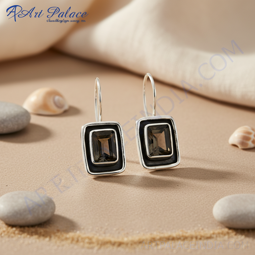 925 Silver Smoky Quartz Earrings for Women | Dangle Jewelry