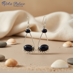 Load image into Gallery viewer, 925 Silver Onyx Drop Earrings for Women | Black Gemstone Jewelry
