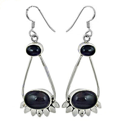 925 Silver Onyx Drop Earrings for Women | Black Gemstone Jewelry