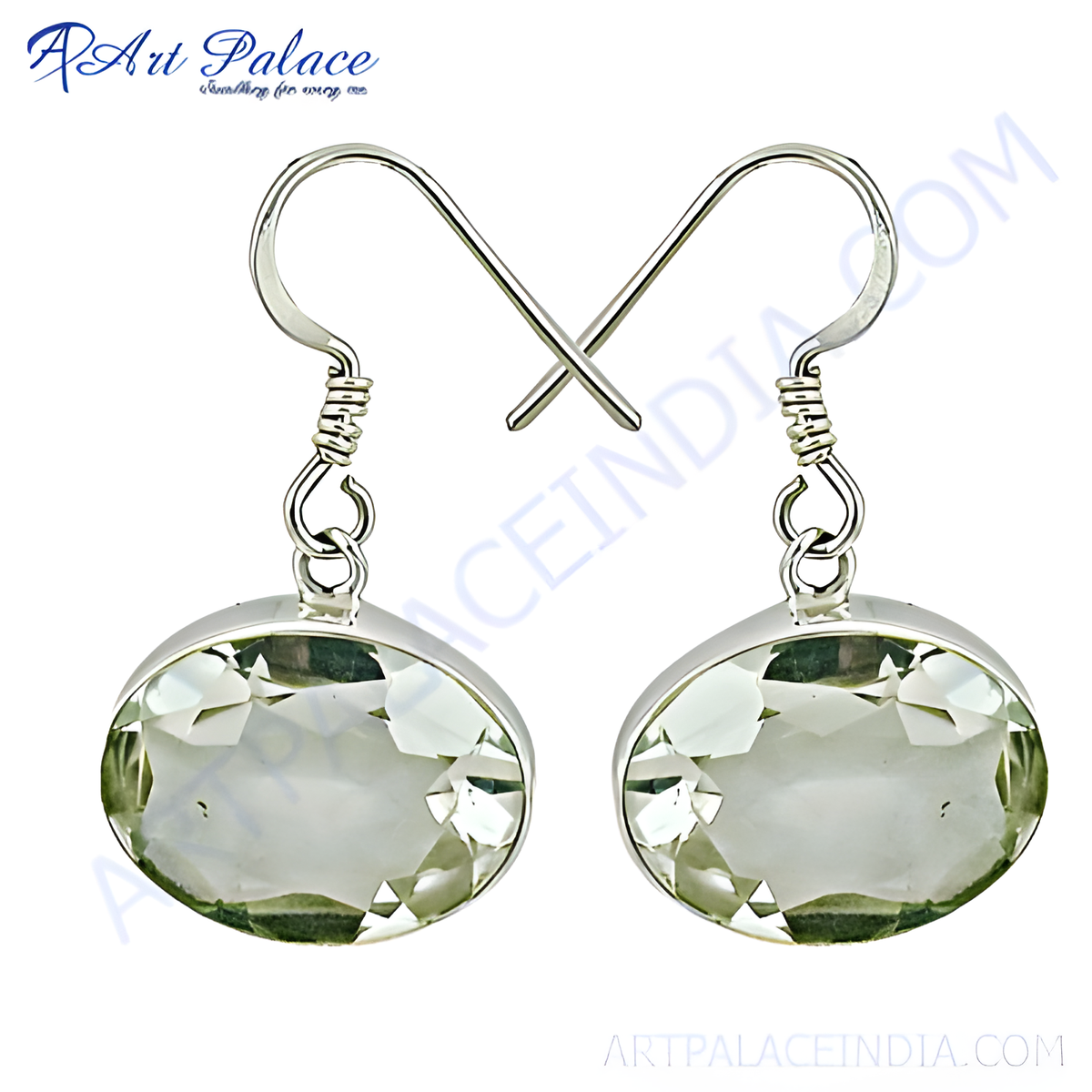 925 sterling silver drop earrings with oval cut green amethyst gemstones, perfect for any occasion
