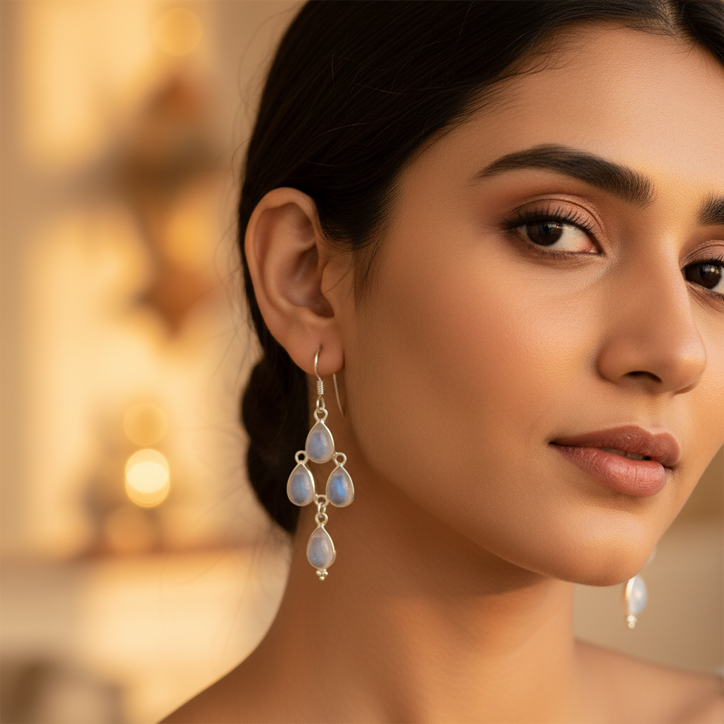 925 silver moonstone chandelier earrings for women | gift jewelry