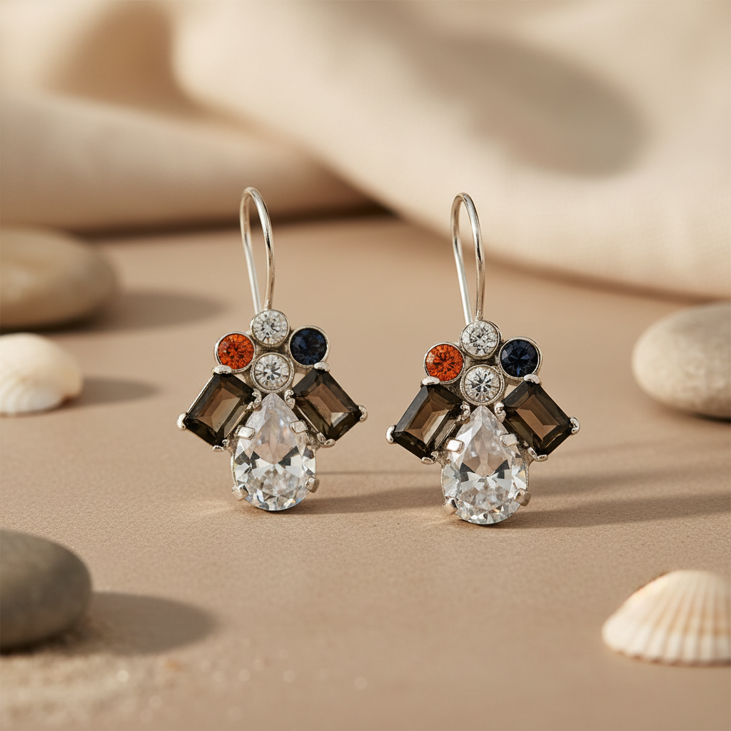 Silver Gemstone Earrings for Women | Statement Jewelry