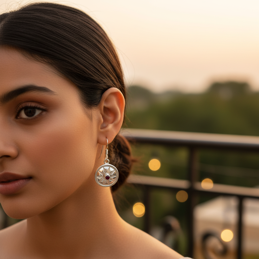 925 Silver Garnet Earrings for Women | Dangle Earrings