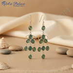 将图像加载到图库查看器中， 925纯银祖母绿吊灯耳环（女士款）
