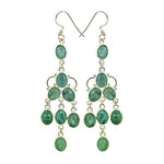 Load image into Gallery viewer, 925 Silver Emerald Chandelier Earrings for Women
