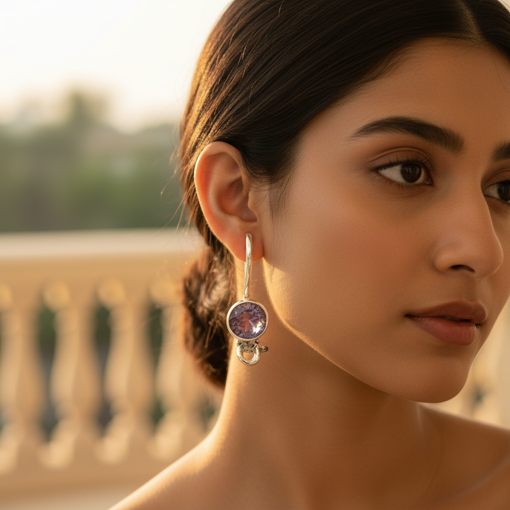 925 Silver Amethyst Earrings for Women | Gemstone Jewelry