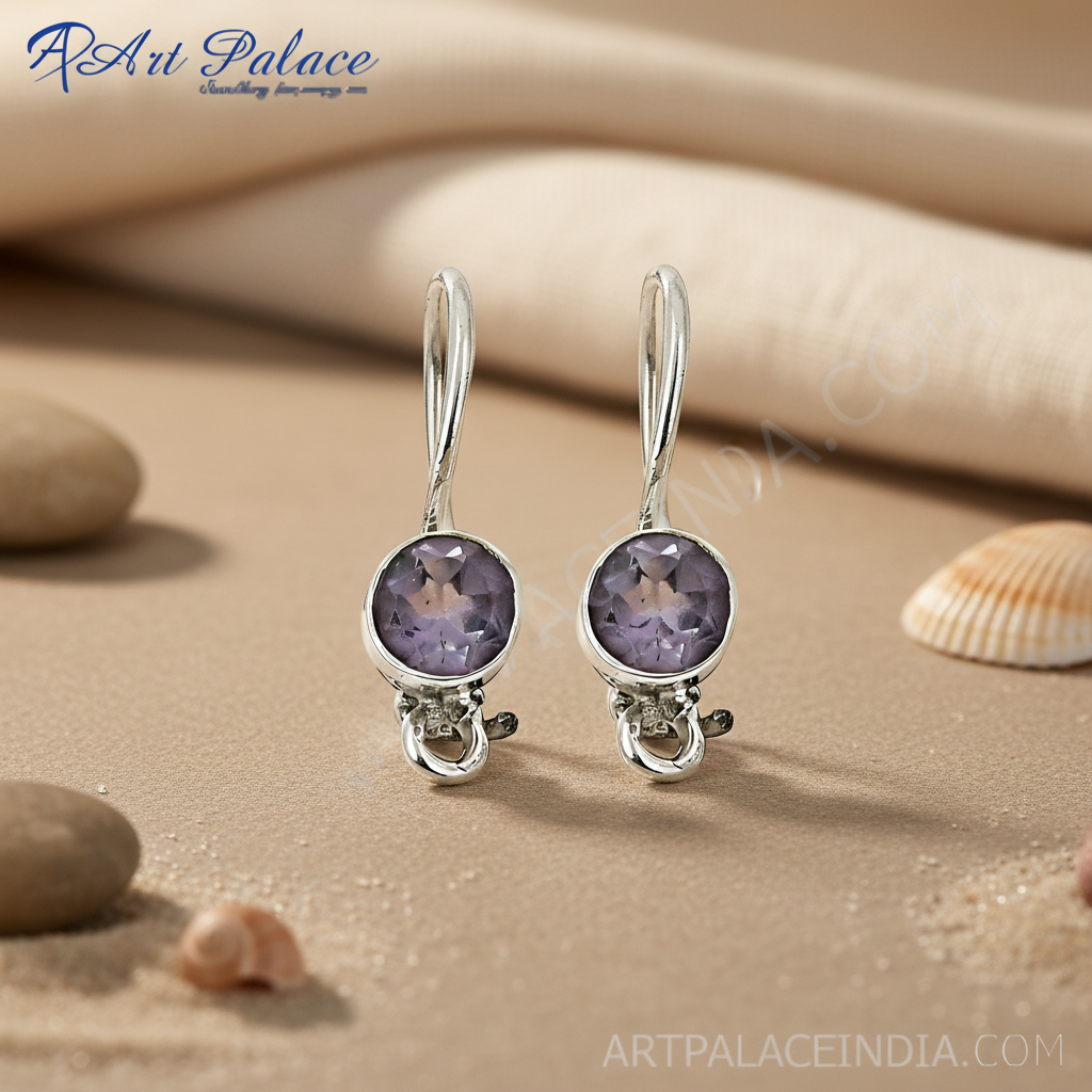 925 silver amethyst earrings for women | gemstone jewelry