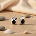 Load image into Gallery viewer, 925 Silver Black Onyx Square Drop Earrings for Women
