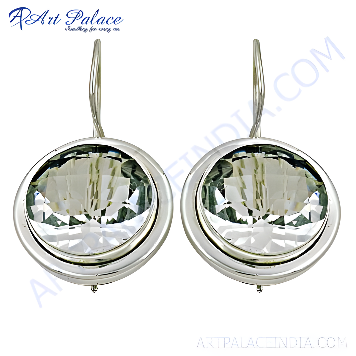 Silver drop earrings featuring clear crystal gemstones, perfect for women's elegant jewelry
