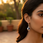 将图像加载到图库查看器中， 925纯银蓝色宝石耳环，女士款 | 日常佩戴
