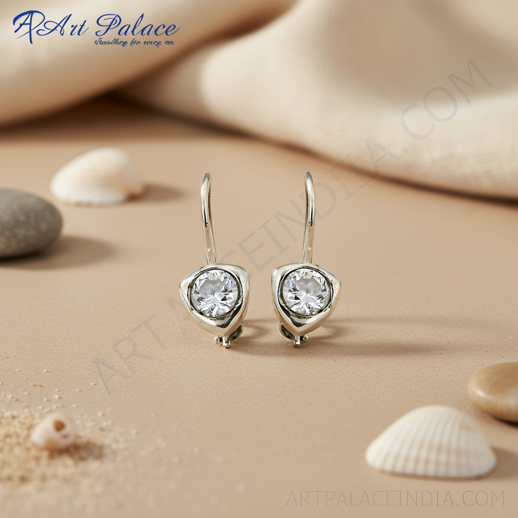 925 silver cubic zirconia drop earrings for women | gift