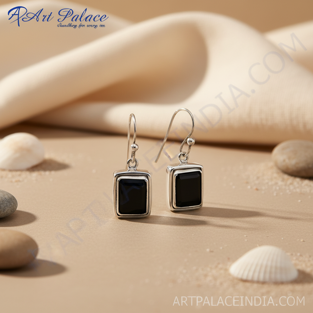 925 Silver Onyx Stone Earrings for Women | Daily Wear Gift