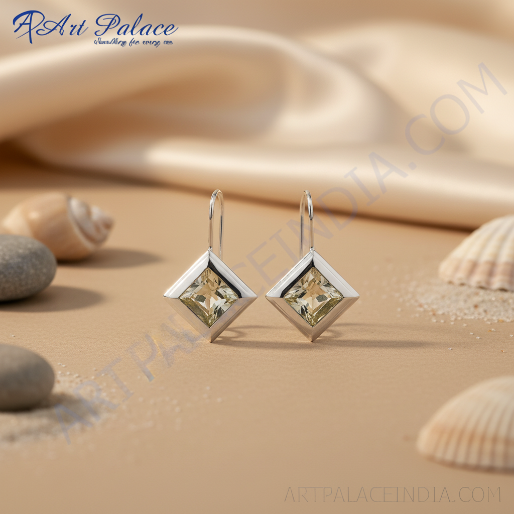 925 silver lemon quartz earrings for women | dangle earrings