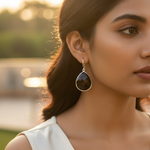 Load image into Gallery viewer, Pendientes de lágrima de ónix negro en plata 925 para mujer
