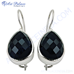 Load image into Gallery viewer, 925 sterling silver teardrop earrings with faceted black onyx gemstones, perfect for any occasion.

