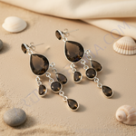 Load image into Gallery viewer, Smoky Quartz Dangle Earrings in 925 Silver for Women
