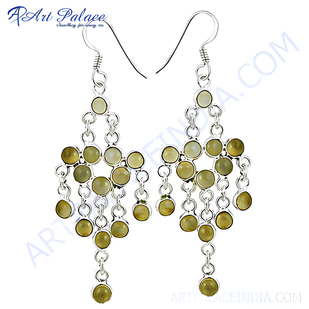 925 sterling silver chandelier earrings with multiple green gemstones, for women, elegant design, dangle style, statement jewelry