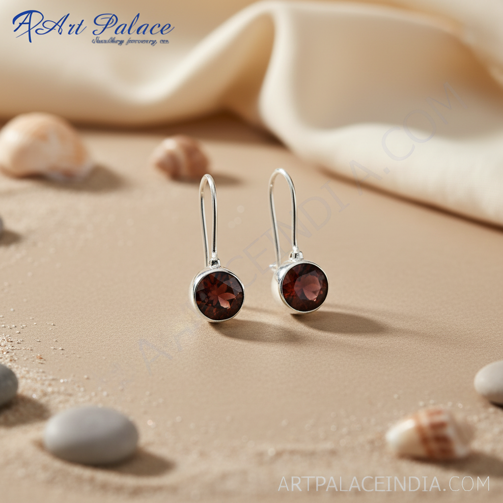 925 Silver Garnet Drop Earrings for Women | Gemstone Jewelry