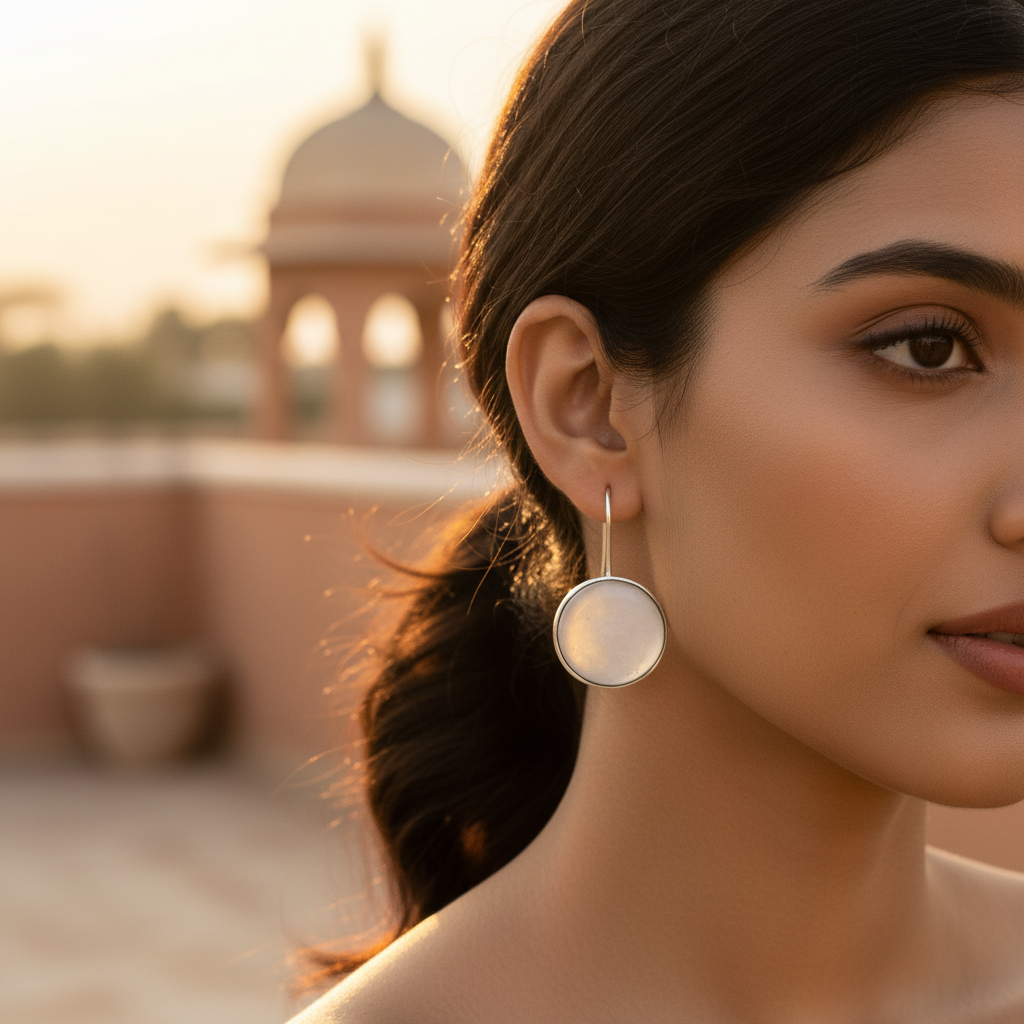 925 Silver Round Disc Drop Earrings for Women | Daily Wear Jewelry