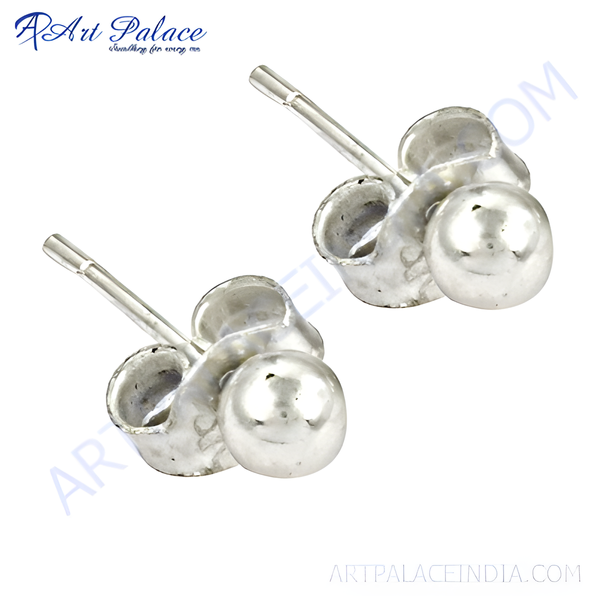 925 sterling silver ball stud earrings with a shiny finish, perfect for women's daily wear