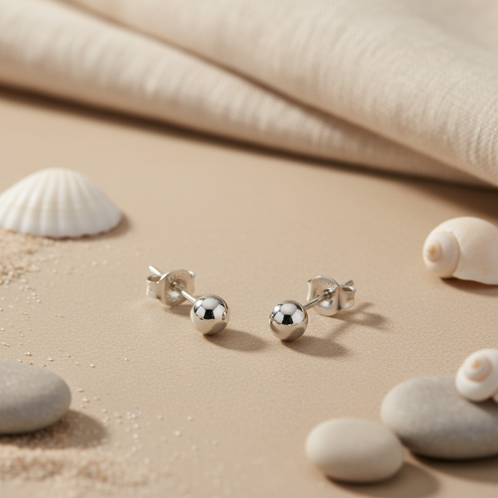 925 Silver Ball Stud Earrings for Women | Daily Wear Jewelry