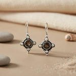 将图像加载到图库查看器中， 925 Silver Smoky Quartz &amp; Pearl Earrings for Women
