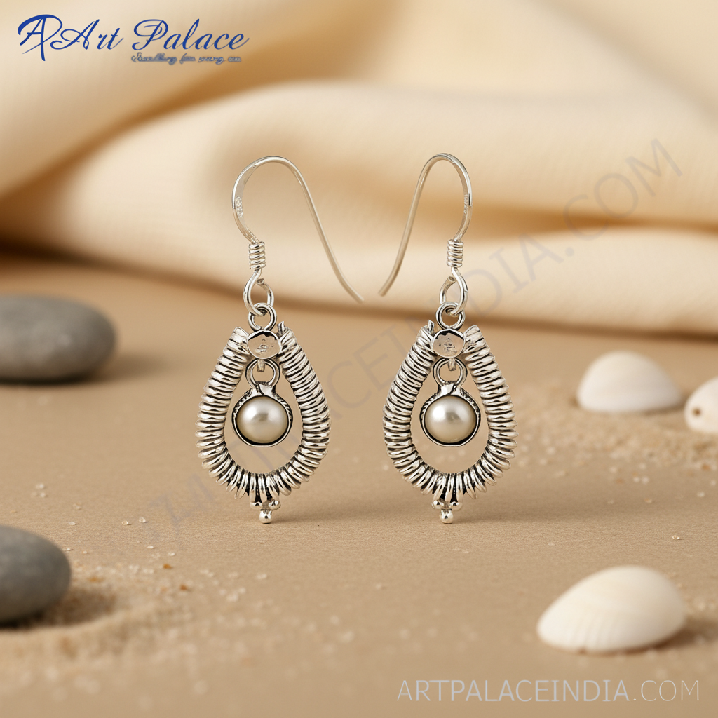 925 Silver Pearl Teardrop Earrings for Women | Daily Wear
