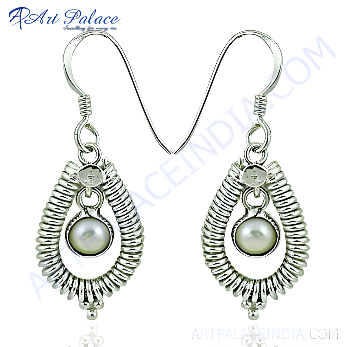 925 sterling silver teardrop earrings with a pearl center and a textured design, suitable for women