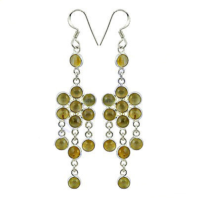 925 Silver Green Gemstone Dangle Earrings | For Women