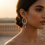 Load image into Gallery viewer, Pendientes de aro de plata 925 con piedra amatista para mujer
