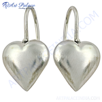 Load image into Gallery viewer, Sterling silver heart drop earrings, polished silver dangle earrings for women, romantic jewelry.
