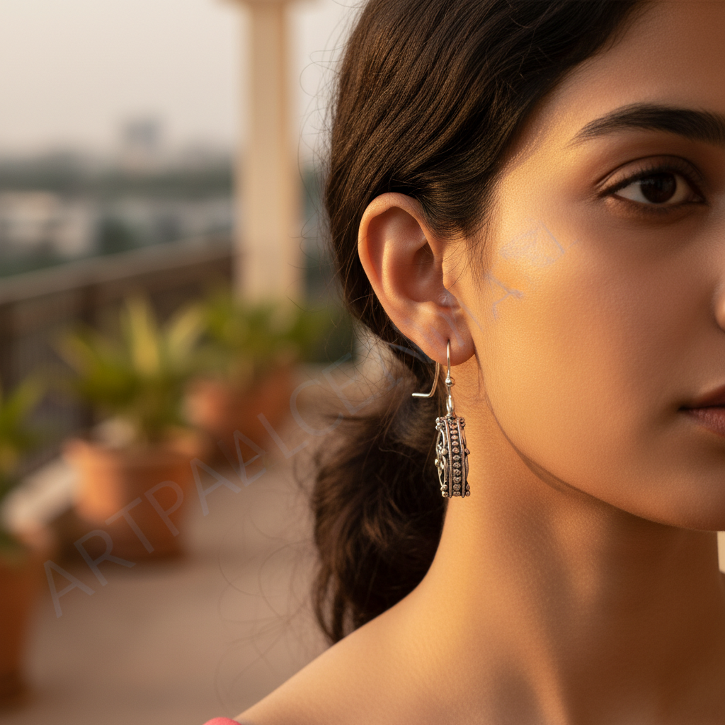 Pendientes colgantes de filigrana de plata | Pendientes colgantes de plata de ley