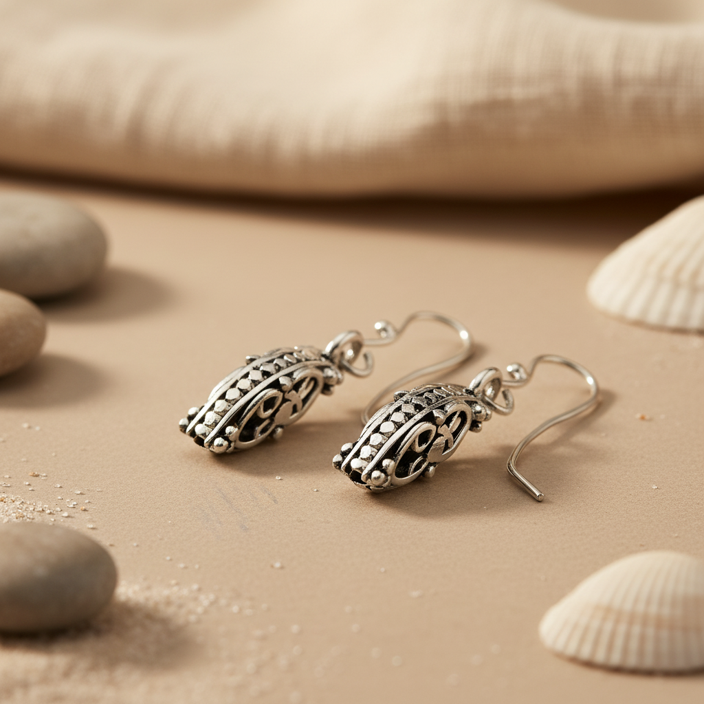 Silver filigree drop earrings | sterling silver dangle earrings