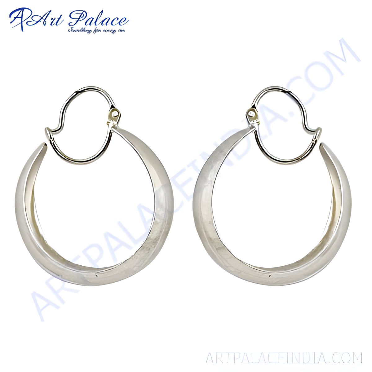 Silver hoop earrings for women, minimalist design, for daily wear, shiny metal