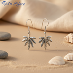 将图像加载到图库查看器中， 925纯银大麻叶耳环（女士款）| 垂坠式首饰
