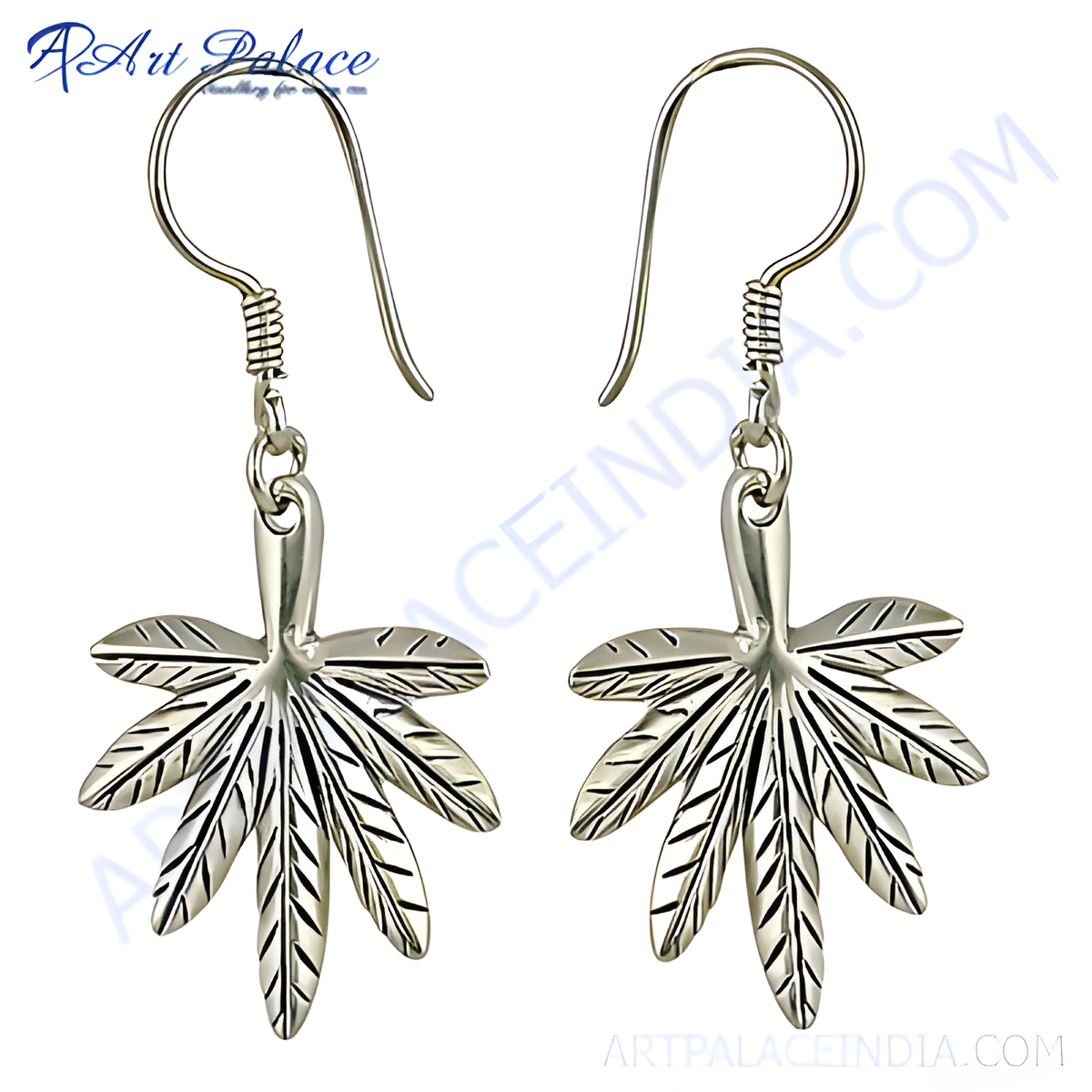 925 sterling silver dangle earrings featuring a detailed cannabis leaf design, perfect for women