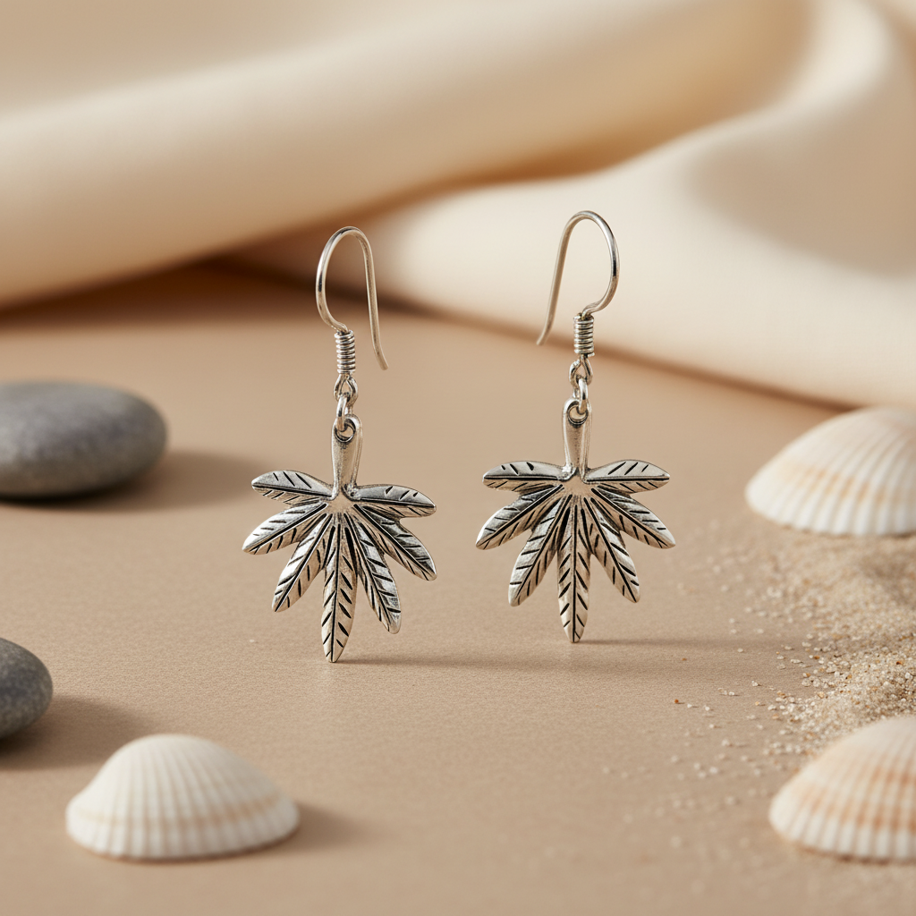 925 Silver Cannabis Leaf Earrings for Women | Dangle Jewelry