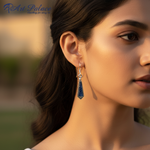 Load image into Gallery viewer, Pendientes de piedra azul en plata 925 | Pendientes colgantes para mujer
