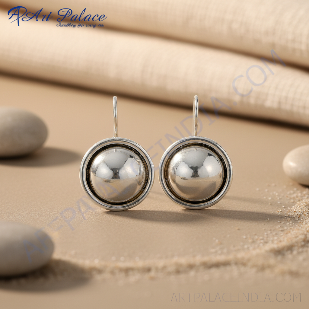 925 Silver Round Drop Earrings for Women | Dainty Jewelry