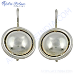 Load image into Gallery viewer, 925 sterling silver round drop earrings with a polished finish for women.
